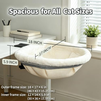 Cat Desk Bed, Desk Mounted Cat Hammock with Steel Clamp