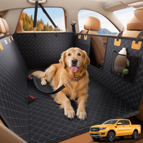 Lamicall Dog Car Seat Cover for Back Seat with Hard Bottom for Truck XL