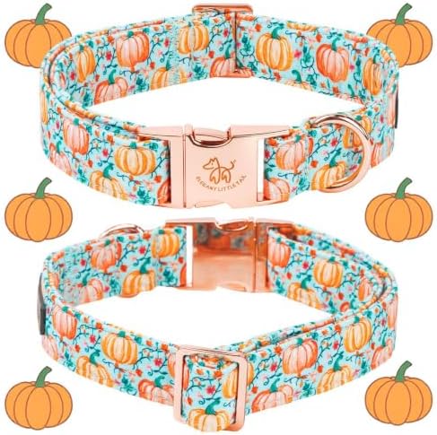 Elegant little tail Halloween Dog Collar, Pink Pumpkin Flower Girl Pet Collars for Female Dogs Pet Adjustable Puppy Collars with Flowers for Small Medium Large Dogs