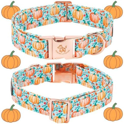 Elegant little tail Halloween Dog Collar, Pink Pumpkin Flower Girl Pet Collars for Female Dogs Pet Adjustable Puppy Collars with Flowers for Small Medium Large Dogs