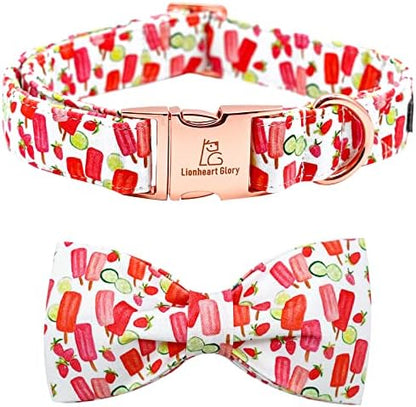 Lionheart glory Dog Collar, Dog Collar with Bow, Popsicle Print Girl or Boy Dog Bowtie Collar Cute Pet Collar Gift for X-Small Puppy and Cat