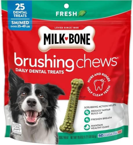 Milk-Bone Brushing Chews Original Chicken Flavor Daily Dental Dog Treats, Small/Medium, 19.6 Oz. Bag (Pack of 5)