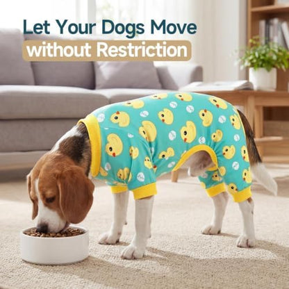 XPUDAC 4 Pieces Dog Pajamas for Small Dogs Pjs Clothes Puppy Onesies for Doggie Duck Shirts Sleeper for Pet Cats Jammies-XL