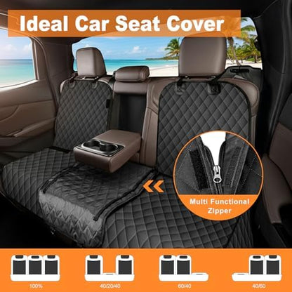 NECKORY Dog Car Seat Cover for Back Seat, Fits Cars/SUVs/Trucks, M-Black
