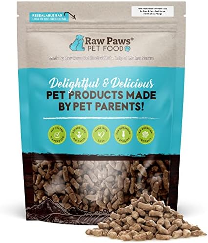 Raw Paws Freeze Dried Dog Food & Cat Food - Beef Recipe, 16-oz, USA in Made