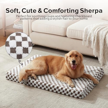 JOEJOY Orthopedic Dog Bed for Large Dogs, Memory Foam Pet Bed with Removable Washable Cover, Cozy Plush Crate Mat, 47×29", Cofffee