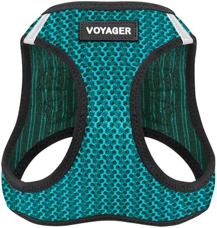 Best Pet Supplies - All Weather Mesh/Plush, Reflective, No Pull Harness for Small, Medium Dogs, Cats - Secure with Hook & Loop Fastener, Buckle, Double D-Rings - Turquoise 2-Tone, M