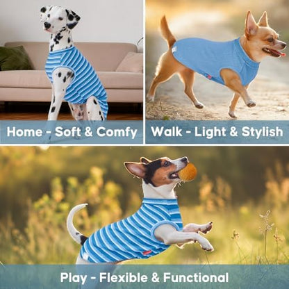 KYEESE 2Pack Waffle Dog Shirt for Large Dogs Striped Dog Sweater Tank Top