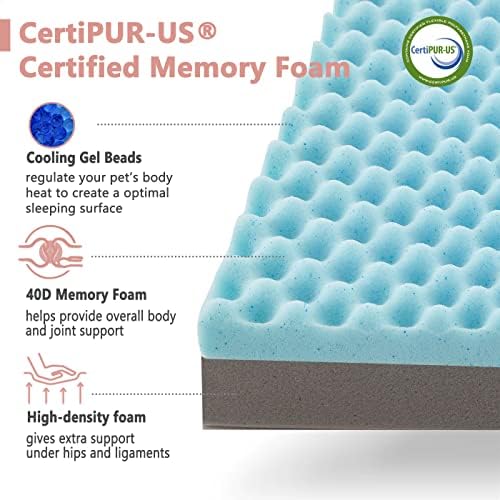 WATANIYA PET Memory Foam Large Dog Bed, Orthopedic Dog Crate Bed with Cooling Gel Foam, Waterproof Liner and Washable Cover, Joint Relief Pet Sleeping Bed for Medium Large Dogs (Pink)