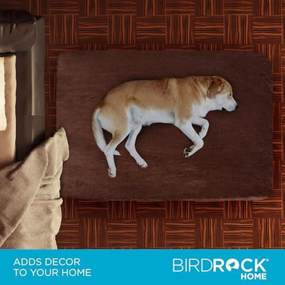 BIRDROCK HOME 2" Memory Foam Dog Beds | Ultra Soft Plush Pet Bed | Removable Cover | Pet | Crate Bed (40 X 26, Brown)