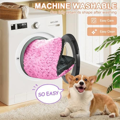 POCBLUE XL Dog Beds, Large Pet Bed for Crate, Washable Plush Dog Mat for Cages, Non-Slip Crate Pad for Outdoor/Indoor/Car Use, Comfy & Soft Kennel Pad for Dogs Up to 90 lbs, 41"x27", Pink