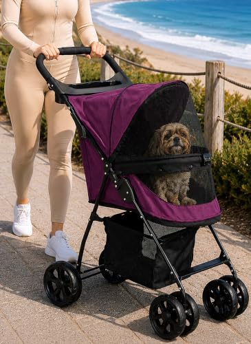 Pet Gear No-Zip Happy Trails Lite Pet Stroller, Tulip