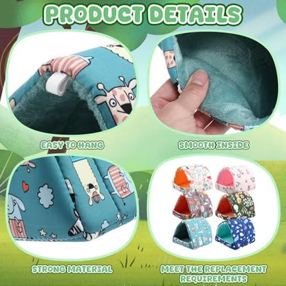 Ripeng 6 Pcs Guinea Pig Hideout Rabbit Bed, 7.9inch Night in the Forest
