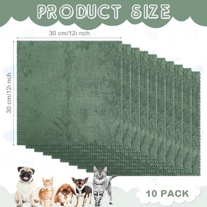 VitalCozy 10Pcs Guinea Pig Cage Liner Washable, Grid, 12x12 Inch, Geen