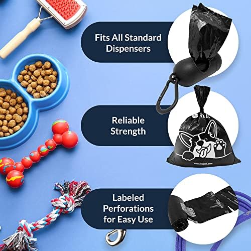 Reli. Dog Poop Bags Rolls (1080 Pack, 72 Rolls) Black
