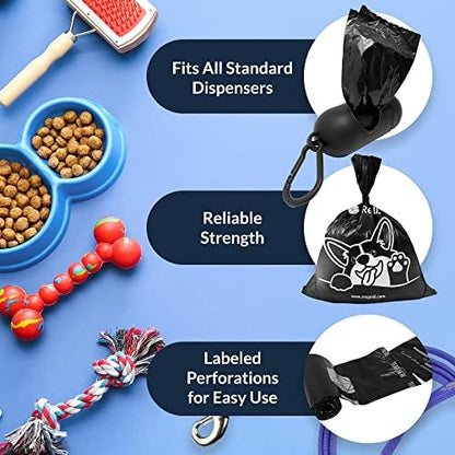 Reli. Dog Poop Bags Rolls (1080 Pack, 72 Rolls) Black