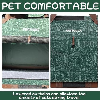 Extra Large Cat Carrier Soft Sided, Portable Small Dog Carrier for 2 Cats, 24"x16.5"x16" Car Travel Folding Comfortable Design, Green