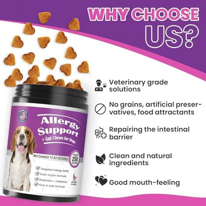 Dog Allergy Chews for Immune Support,500 PCs Formula Supports Skin Health, Relieve Itching Improve Digestion, Allergy and Immune for Dogs