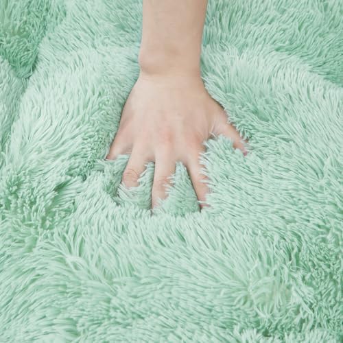 EHEYCIGA Fluffy Dog Crate Bed for Large Dogs, Plush Faux Pad, Apple Green