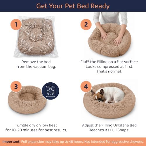 Calming Donut Dog Bed for Small Dogs, Round Dog Bed for Medium & Large Dogs