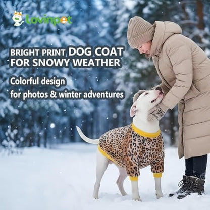 LovinPet Flannel Dog Coat, Winter Dog Coat, Loquat Rough Leopard, XXL