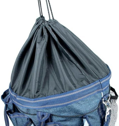 Jeffers Poplar Head Grooming Bag – Horse Grooming Organizer Tote with Pockets for Brushes, Tools, Clippers, Shampoo, Detangler – Stable Barn Kit Carrier for Horses, Pets, Livestock, Blue Jean Baby