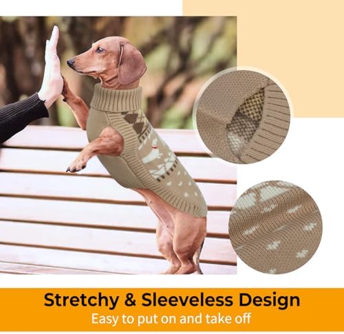 Lelepet Dachshund Sweater Turtleneck Dog Sweaters for Small Dogs (XS-XL)