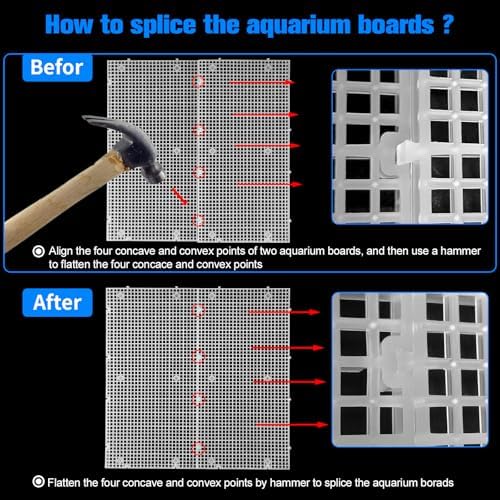 Plastic Egg Crate Grip Panel Fish Tank Divider Aquarium Divider Filter Bottom Fish Tank Isolation Board Egg Crate Tray (White, 12pcs 11.8X5.9 Inch with 0.15 Inch Hole)