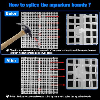 Plastic Egg Crate Grip Panel Fish Tank Divider Aquarium Divider Filter Bottom Fish Tank Isolation Board Egg Crate Tray (White, 12pcs 11.8X5.9 Inch with 0.15 Inch Hole)