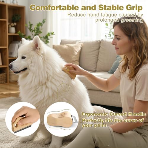 Dog Brush for Shedding, Wood Deshedding Brush for Dogs, 4.3inch