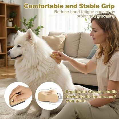 Dog Brush for Shedding, Wood Deshedding Brush for Dogs, 4.3inch