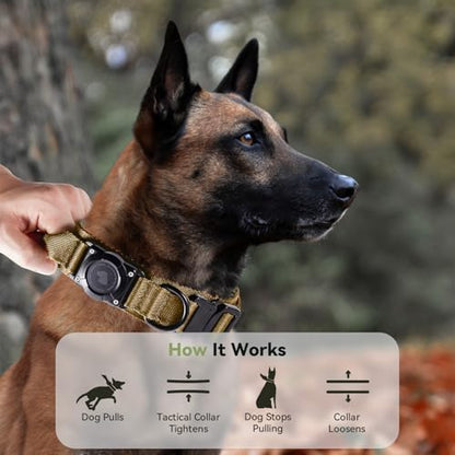 2026 Upgrade Waterproof Tactical AirTag Dog Collar, Built in AirTag Holder