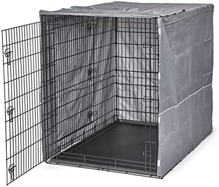 New World Midwest Homes for Pets XXL Dog Crate Cover, Polyester Privacy Kennel Cover Fits Most Giant 54-Inch Crates, Light Gray, Machine Washable, Reduces Barking & Chewing