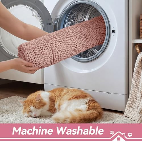 Bcoimo Super Absorbent Cat Door Mat, 24"*17" Anti Slip Mat for Muddy Paws