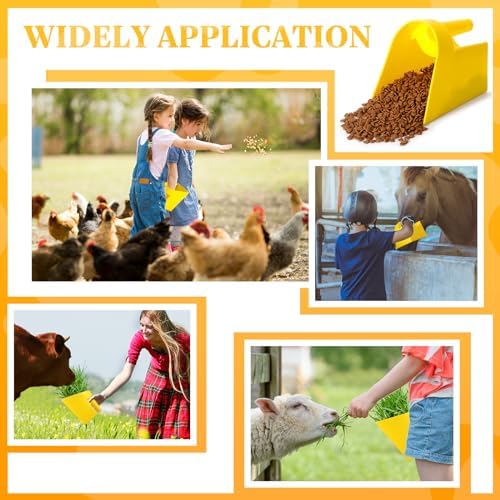 FillTouch 8 Pcs Feed Scoop 2 Qt Plastic Enclosed Heavy Duty Stackable Feed Scoop for Bird Horse Chicken Livestock Animal Ranchers Homesteaders Farmers(Yellow)