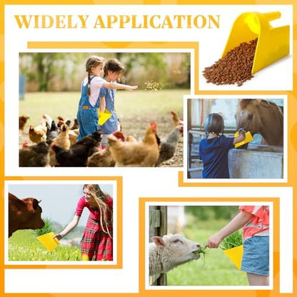 FillTouch 8 Pcs Feed Scoop 2 Qt Plastic Enclosed Heavy Duty Stackable Feed Scoop for Bird Horse Chicken Livestock Animal Ranchers Homesteaders Farmers(Yellow)