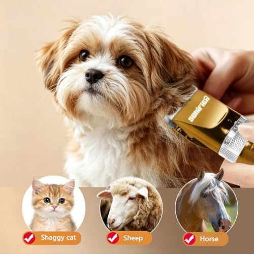 Professional Dog Grooming Clippers for Thick Coat - Dog Hair Trimmer for Grooming- Sheep Shears for Thick Hair – Pet Grooming Clippers for Dogs, Cats, Sheeps, Horse (Gold)