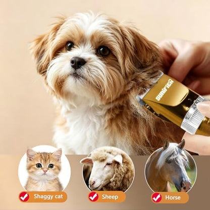 Professional Dog Grooming Clippers for Thick Coat - Dog Hair Trimmer for Grooming- Sheep Shears for Thick Hair – Pet Grooming Clippers for Dogs, Cats, Sheeps, Horse (Gold)