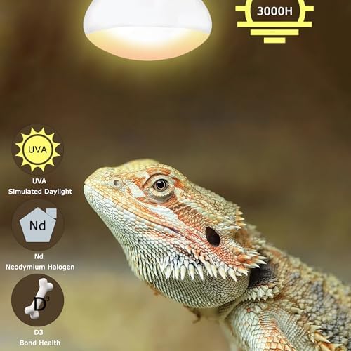 60W Reptile Heat Lamp Bulbs, Upgraded UVA Basking Spot Light