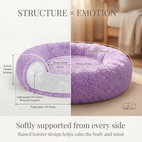nononfish Plush Calming Dog Bed for Small Dogs,Donut Round Pet Bed