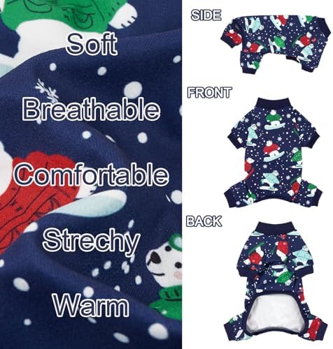 XPUDAC 4 Pack Dog Pajamas Cute Dog Clothes for Small Medium Dogs Boy Stretchy Soft Pjs Jammies Outfit Puppy Onesies for Winter, S