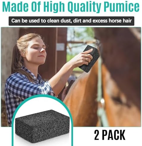 Foilswirl 2 Pcs Slick and Easy Horse Grooming Block, Quartz Stone Pets Hair Remover Grooming Tool Rock Reusable Dog & Cat Hair Cleaner for Carpet Upholstery Auto Interiors 3.9 x 2.8 x 1.5 Inch