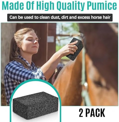 Foilswirl 2 Pcs Slick and Easy Horse Grooming Block, Quartz Stone Pets Hair Remover Grooming Tool Rock Reusable Dog & Cat Hair Cleaner for Carpet Upholstery Auto Interiors 3.9 x 2.8 x 1.5 Inch