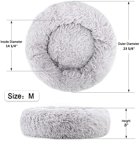 NOYAL Donut Dog Bed for Small Medium Pets, Plush Calming Faux Fur