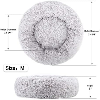NOYAL Donut Dog Bed for Small Medium Pets, Plush Calming Faux Fur