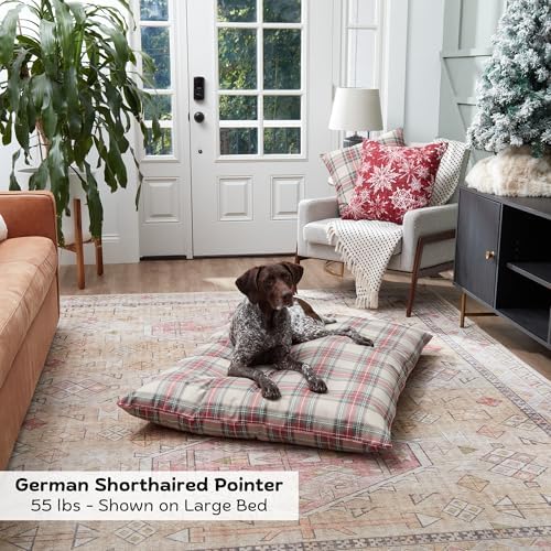 Happy Hounds Charlie Holiday Plaid Throw Pillow Dog Bed, Large (48 x 36 in.)