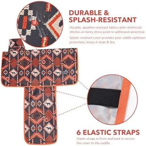 Harrison Howard Sturdy Waterproof Western Saddle Cover with Stylish Prints That Stand Out Keep Your Saddle in Pristine Condition Perfect for Showing or Riding Events-Mountain Light