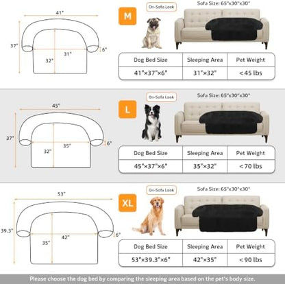 GGIB Calming Dog Bed Fluffy Plush Dog Mat for Furniture Protector with Removable Washable Cover for Large Medium Small Dogs and Cats (Large, Black)