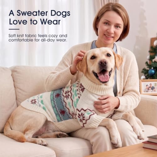 IECOii Dog Sweater for Small & Medium Dogs, Warm Christmas Dog Turtleneck,L