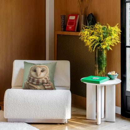 InkRain Winter Animal Cute Owl Pillow Cover 12x12 Inch Set of 2 Home Decor Decorative Cotton Linen Illustration Pillowcases for Living Room House Sofa